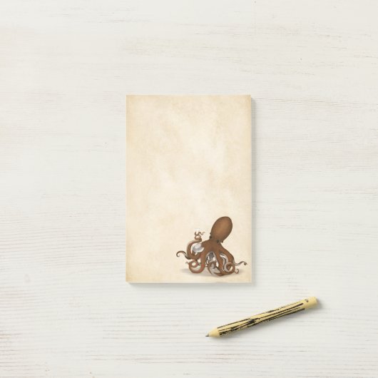 Antiek Parchment Chemistry Octopus Steampunk Post-it® Notes (Op bureau)