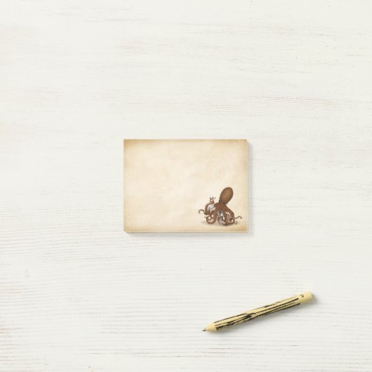 Antiek Parchment Chemistry Octopus Steampunk Post-it® Notes (Op bureau)