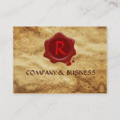 ANTIEK PARCHMENT, RODE WAX SEAL MONOGRAM VISITEKAARTJE (Achterkant)