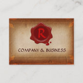 ANTIEK PARCHMENT, RODE WAX SEAL MONOGRAM VISITEKAARTJE (Achterkant)