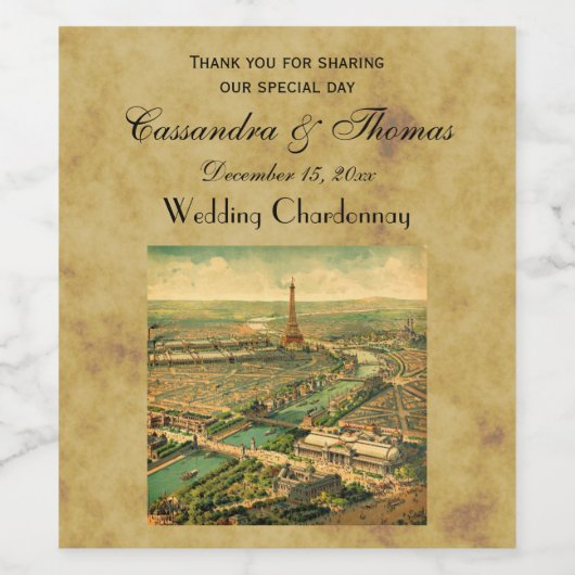 Antiek Parijs Druk op Distress BG Wijn Etiket (Enkel label)