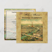 Antiek Parijs Onderdruk BG SQ Wedding Kaart (Voorkant / Achterkant)