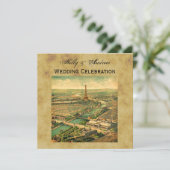 Antiek Parijs Onderdruk BG SQ Wedding Kaart (Staand voorkant)