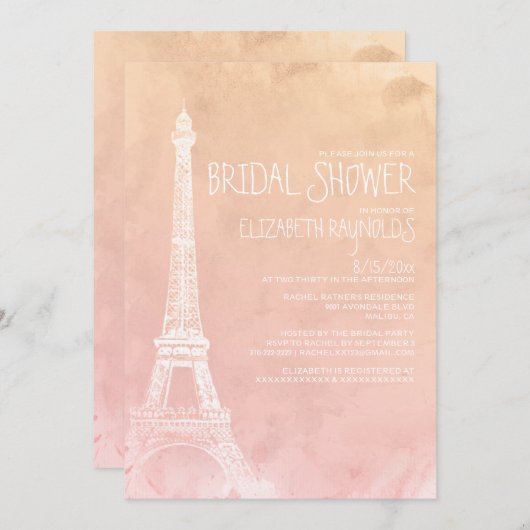 Antiek Parijse bruidsdoucheuitnodigingen Kaart (Voorkant / Achterkant)