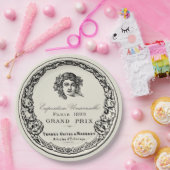 Antiek  Parijse print belettering op beige Papieren Bordje (Feest)