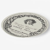 Antiek  Parijse print belettering op beige Papieren Bordje (Gekanteld)
