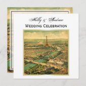 Antiek Paris DIY Achtergrond Kleur SQ Bruiloft Kaart (Voorkant / Achterkant)