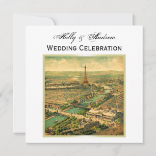 Antiek Paris DIY Achtergrond Kleur SQ Bruiloft Kaart