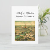 Antiek Paris DIY Achtergrondkleur V Bruiloft Kaart (Staand voorkant)