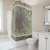 Antiek Paris Map 1657 Seine River  Frankrijk Douchegordijn (In situ)