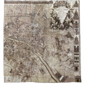 Antiek Paris Map 1728 Architecture Frankrijk Douchegordijn (Voorkant)