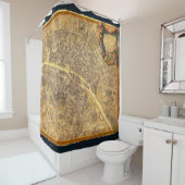 Antiek Paris Map 1765 Worn Edge  Frankrijk Douchegordijn (In situ)