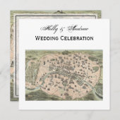 Antiek Paris Map, DIY BG SQ Wedding Kaart (Voorkant / Achterkant)