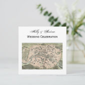 Antiek Paris Map, DIY BG SQ Wedding Kaart (Staand voorkant)