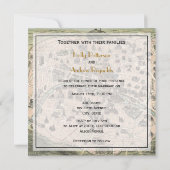 Antiek Paris Map, DIY BG SQ Wedding Kaart (Achterkant)