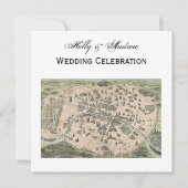Antiek Paris Map, DIY BG SQ Wedding Kaart (Voorkant)