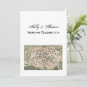 Antiek Paris Map, DIY BG V Wedding Kaart (Staand voorkant)