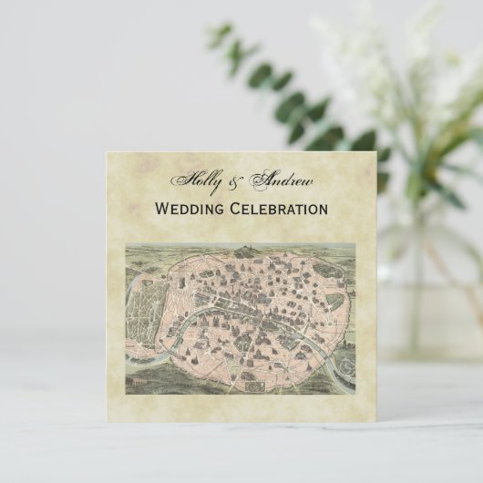 Antiek Paris Map, Onderdruk BG #3 SQ Weddenschap Kaart (Staand voorkant)