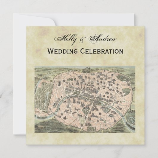 Antiek Paris Map, Onderdruk BG #3 SQ Weddenschap Kaart (Voorkant)