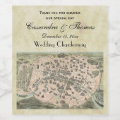  Antiek Paris Street Map Distress BG Wijn Etiket (Enkel label)