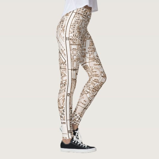 Antiek Paris Street Map Leggings (Rechts)