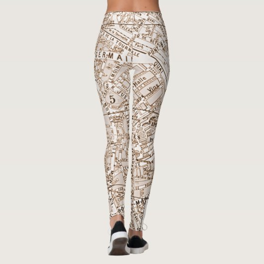 Antiek Paris Street Map Leggings (Achterkant)