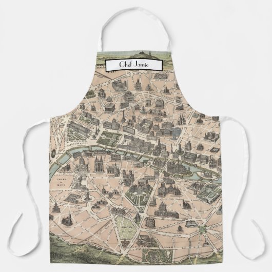  Antiek Paris Street Map Schort (Voorkant)