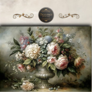 Antiek Pastel Bloemboeket Decoupage Tissuepapier