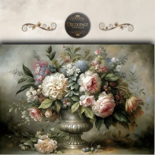 Antiek Pastel Bloemboeket Decoupage Tissuepapier