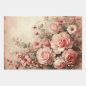 Antiek Pastel Roze Rose Boeketten Decoupage Inpakpapier Vel (Voorkant 3)