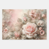 Antiek Pastel Roze Rose Boeketten Decoupage Inpakpapier Vel (Voorkant 2)