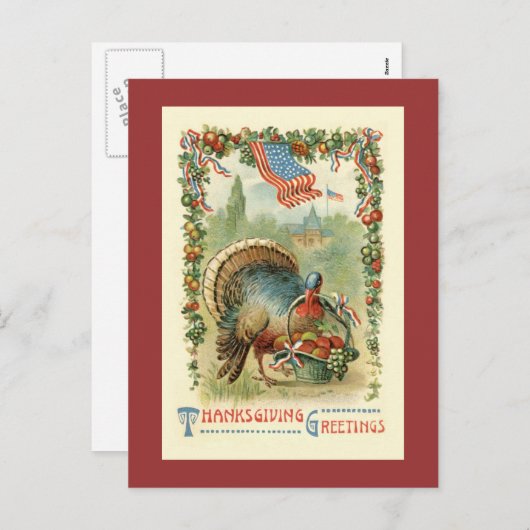  Antiek Patriottische Thanksgiving Briefkaart (Voorkant / Achterkant)