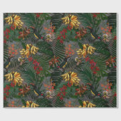 Antiek patroon van tropische bloemen en oerwouden cadeaupapier (Vlak)