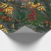 Antiek patroon van tropische bloemen en oerwouden cadeaupapier (Hoek)