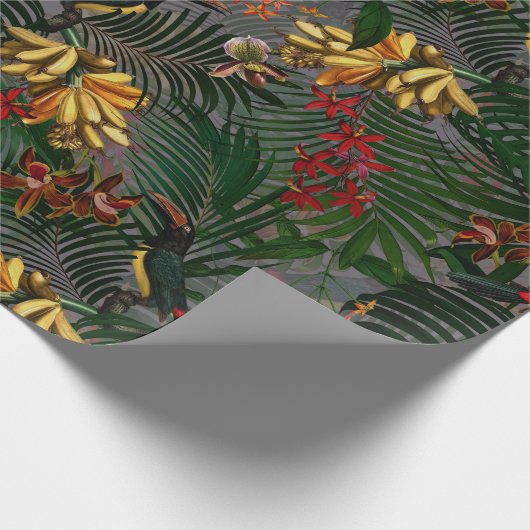 Antiek patroon van tropische bloemen en oerwouden  cadeaupapier (Hoek)