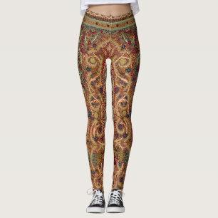 Antiek pauwen- en bloementuinpatroon leggings