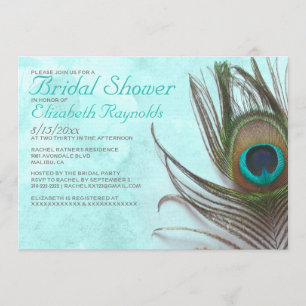Antiek Peacock Feather Bridal Shower Invitations Kaart
