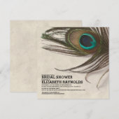 Antiek Peacock Feathers Bridal Shower Invitations Kaart (Voorkant / Achterkant)