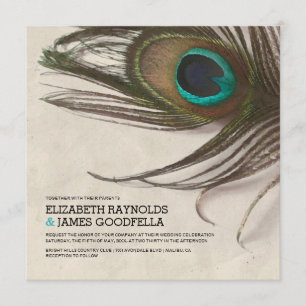 Antiek Peacock Feathers Wedding Invitations Kaart