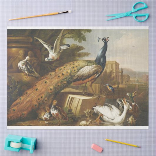 Antiek Peacock Painting Decoupage Tissue Paper Tissuepapier (Craft)