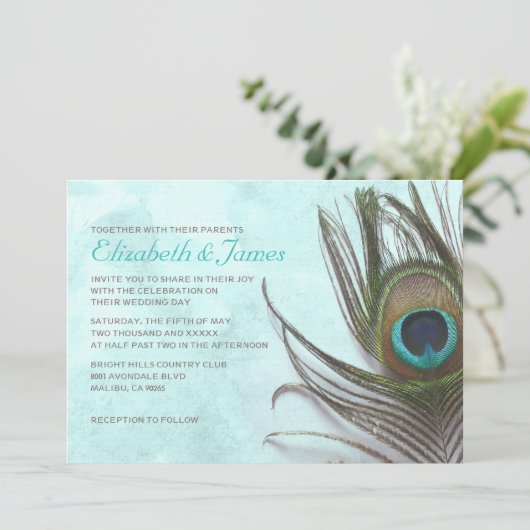 Antiek peacockfeetherweddenschappen kaart (Staand voorkant)