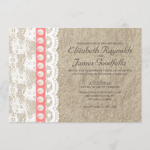 Antiek Pearls Wedding Invitations Kaart