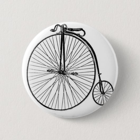 Antiek Penny Farthing Bicycle Ronde Button 5,7 Cm (Voorkant)