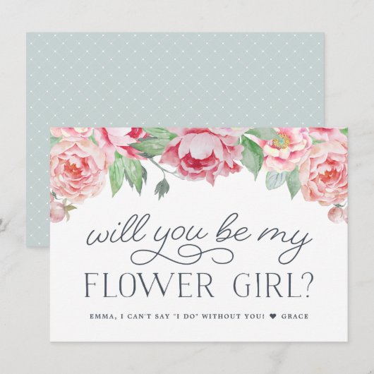 Antiek Peony | Bent u mijn Bloemenmeisje-Kaart? Kaart (Voorkant / Achterkant)