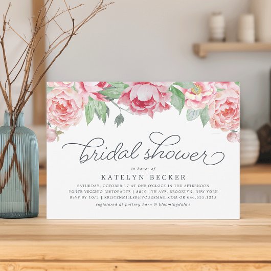 Antiek Peony Bridal Shower Kaart