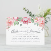 Antiek Peony Bridesmaids Brunch Uitnodiging (Staand voorkant)