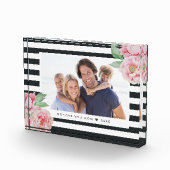 Antiek Peony Charcoal Stripe Fotoblokken (Rechts)