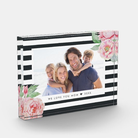 Antiek Peony Charcoal Stripe Fotoblokken (Links)