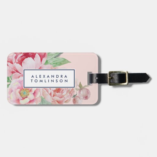 Antiek Peony Gepersonaliseerd Bagagelabel (Voorkant horizontaal)
