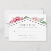 Antiek Peony RSVP-kaart | wit RSVP Kaartje
